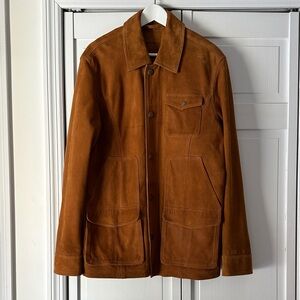 Orvis Men's Brown Suede Barn Jacket Flannel Lined M